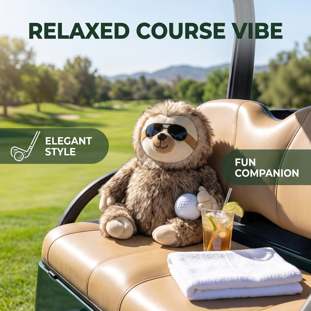 Luxury Sloth Golf Club Cover – Premium Plush Headcover for Driver Fairway Wood & Hybrid Clubs