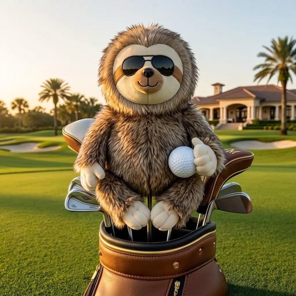 Luxury Sloth Golf Club Cover – Premium Plush Headcover for Driver Fairway Wood & Hybrid Clubs [Pre-Order]