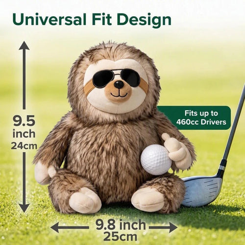 Luxury Sloth Golf Club Cover – Premium Plush Headcover for Driver Fairway Wood & Hybrid Clubs